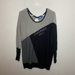 Adidas Originals CB Knit Sweater Women XS Gray Black Oversized Pullover Key Hole